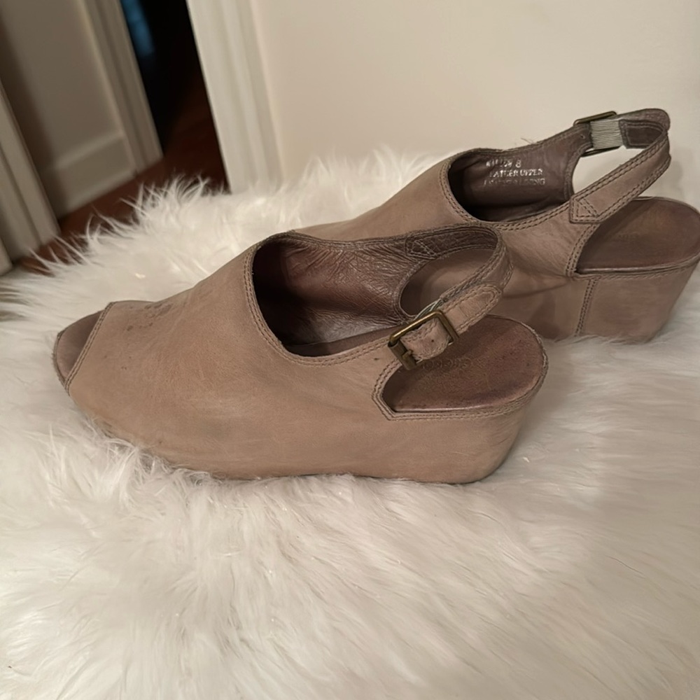 Chocolate Blu leather wedge sandals